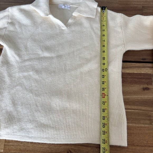 Lucca Women’s V Neck Sweater Polo Collar Size XS Beige Academia Neutrals Capsule - Picture 13 of 14